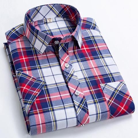 2022 summer men's check shirt Chemise homme short-sleeved button slim business casual shirt large size 5XL men's brand clothing ► Photo 1/6