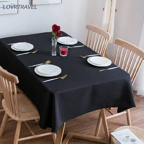 LOVRTRAVEL Solid Rectangular Tablecloth Black Camp Hotel Wedding Party Square Tablecloths Dining Table and Coffee Table Cover ► Photo 1/6