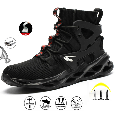 Breathable Men's Safety Shoes New Work Shoes Waterproof Breathable SRA Non-slip EVA Four Breathable Men's Safety Shoes Size 48 ► Photo 1/6
