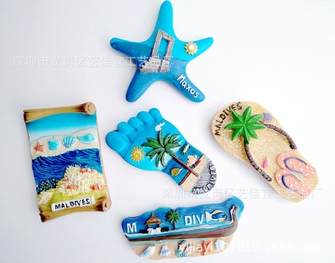 Resin Fridge Magnet Souvenir 3D Maldives Bali Hawaii Florida Sea View Tourism Magnetic Stickers Ocean Star Home Decor Gift ► Photo 1/6