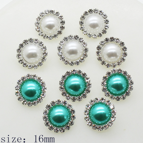 Pearl Rhinestone Button 10pcs / lot16MM Sewing Decorative Shirt Material Buckle Craft Decorative Buckle Silver ► Photo 1/5