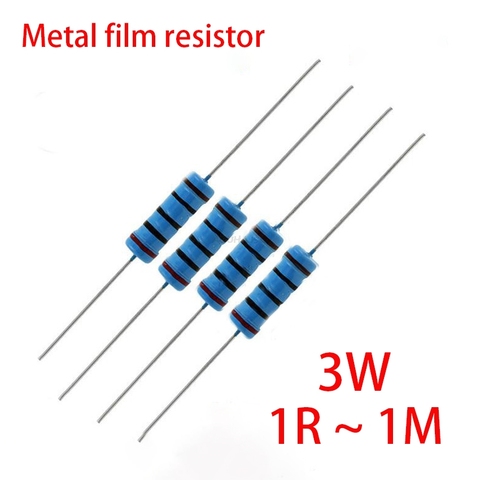 20pcs 3W Metal film resistor 1% 1R ~ 1M 1R 4.7R 10R 22R 33R 47R 1K 4.7K 10K 100K 1 4.7 10 22 33 47 4K7 ohm resistance ► Photo 1/2