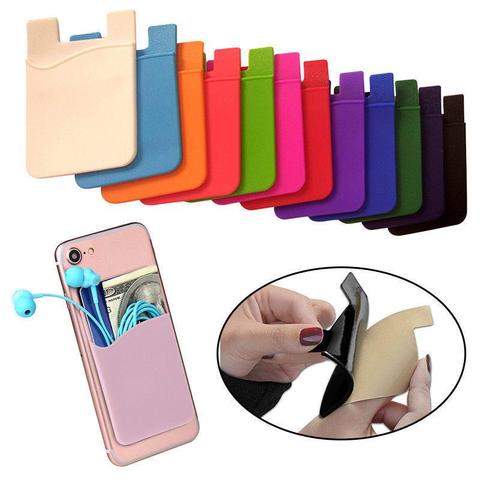 2 PCS Silicone Mobile Phone Back Pocket 10 Color Women Men Card Case Soft Elastic Non-slip Cell Phone Stick Adhesive Card Holder ► Photo 1/6