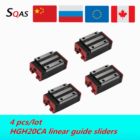 EU warehouse linear guide sliders square rail block size same as HIWIN 4pcs/lot HGH20CA  block slides for CNC ► Photo 1/4