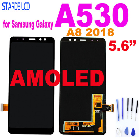 ORIGINAL AMOLED 5.6'' LCD for SAMSUNG Galaxy A8 2022 LCD A530 LCD Display Touch Screen Digitizer Assembly Brightness Adjustment ► Photo 1/6