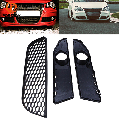 POSSBAY Car Front Lower Bumper Grille Fog Light Cover for VW Polo MK4 9N3 2005-2009 Facelift Car Grilles for Polo Front Grills ► Photo 1/6