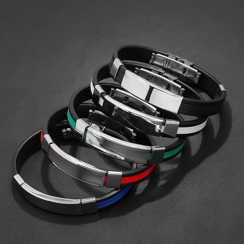 2022 High Quality Titanium Steel Stainless Steel Accessories Charm 5 Clolor Bracelet Silicone Bangle Man Fashion Gift Jewelry ► Photo 1/6