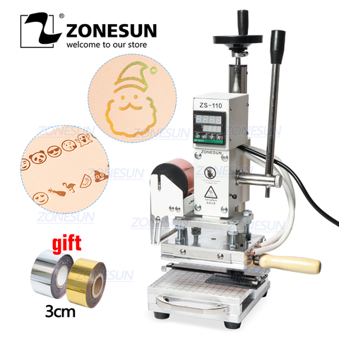 ZONESUN ZS110 Slideable Plate Digital Hot Foil Stamping Machine Leather Embossing Bronzing Tool Wood PVC Paper DIY Press ► Photo 1/6