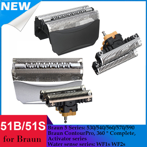 Replacement Shaver Head Foil screen Frame 51B 51S For BRAUN Shaver Series 5 ContourPro Complete Activator WF1s WF2s 8000 Series ► Photo 1/6