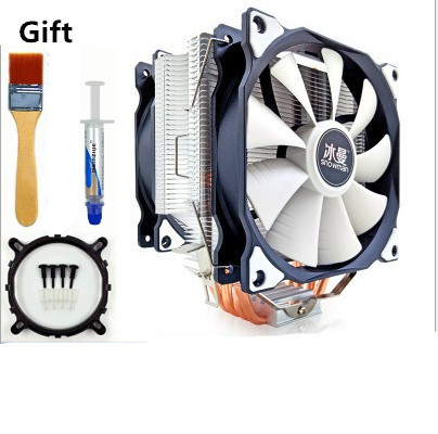 SNOWMAN CPU Cooler Master 4 Pure Copper Heat-pipes dual fan computer CPU radiator i3 i5 i7 mute 1151AMD1155 desktop CPU fan 2011 ► Photo 1/3