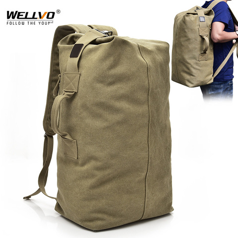 Men's Canvas Backpacks Multi-purpose Bucket Mountaineering Travel Bag Large Shoulder Bags Men Army Trip Foldable Hand Bag XA1934 ► Photo 1/6