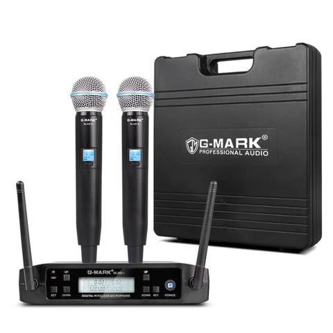 Microphone wireless G-MARK GLXD4 Professional UHF Dynamic mic Automatic Frequency 80M party stage  with suitcase ► Photo 1/6