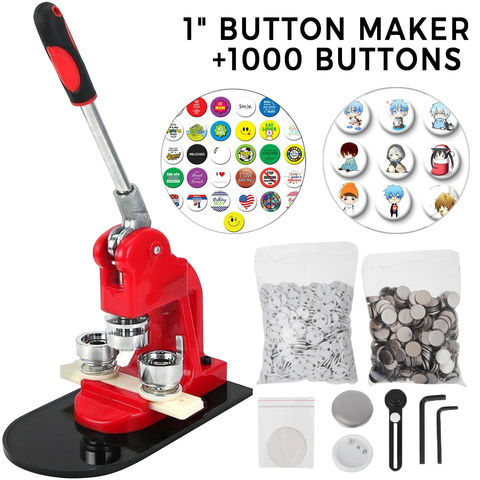 VEVOR Button Maker 1 Inch 25mm Button Badge Maker 1000pcs Aluminum