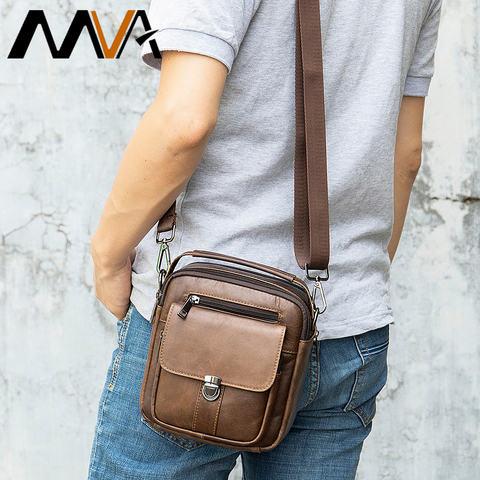 MVA Mens Crossbody Bag Men Messenger Leather Small Shoulder Bag Men's Genuine Leather Handbag For Man Casual Tote Bag Men   7438 ► Photo 1/6