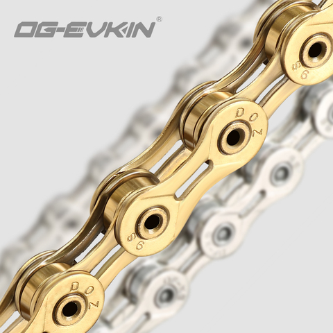 OG-EVKIN C-01 9/10/11 Speed Bicycle Chain Half/Full Hollow Bike Chain Mountain/Road Chains Ultralight 116 Quick Link Gold/Silver ► Photo 1/6