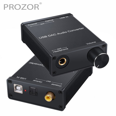 PROZOR USB DAC Audio Converter Adapter with Headphone Amplifier USB to Coaxial S/PDIF Digital to Analog 6.35mm Audio Sound Card ► Photo 1/6