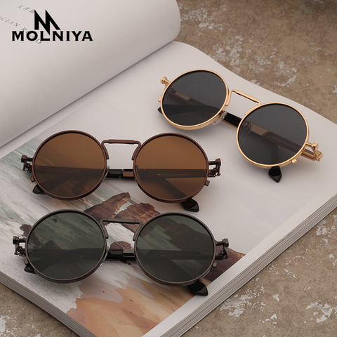 MOLNIYA Vintage Men Sunglasses Women Retro Punk Round Metal Frame Colorful Lens Sun Glasses Fashion Eyewear Gafas sol mujer ► Photo 1/6