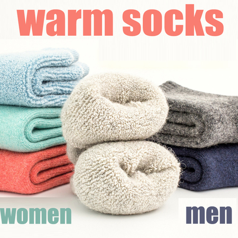 3 pairs 2022 winter new Thick rabbit wool socks women's winter tube terry socks solid color ladies super thick warm snow socks ► Photo 1/6