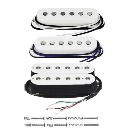 FLEOR 3pcs/Set Alnico 5 Alnico V Single Coil/Single Coil/Double Coil Humbucker Pickups for Neck/Middle/Bridge Pickup ,White ► Photo 1/6
