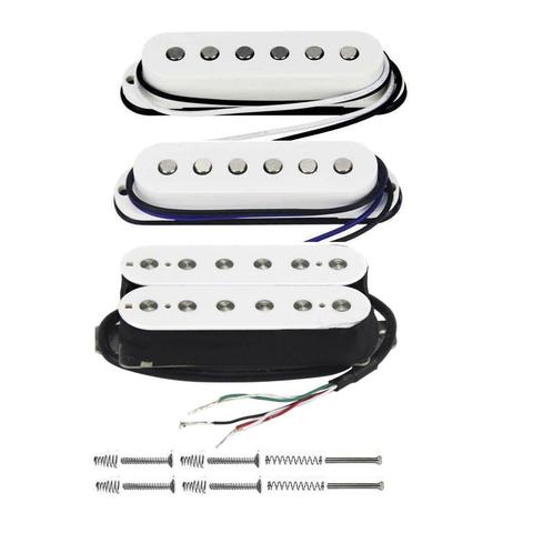 FLEOR 3pcs/Set Alnico 5 Alnico V Single Coil/Single Coil/Double Coil Humbucker Pickups for Neck/Middle/Bridge Pickup ,White ► Photo 1/6