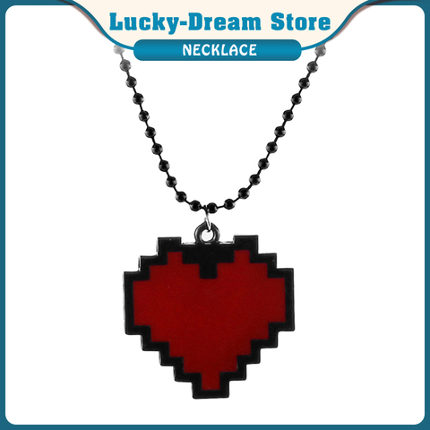 Anime Pixel Heart Necklace Red Color  - Undertale Cosplay of Frisk - 24 Cartoon Classics Movie Jewelry Cosplay Chic Chain Unisex ► Photo 1/6