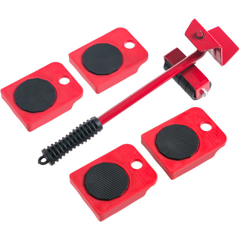 New Easy Furniture Lifter Mover Tool Set Heavy Stuffs Moving 4 Wheeled Roller Wheel Bar Device Furniture Transport Hand Tool Set ► Photo 1/6