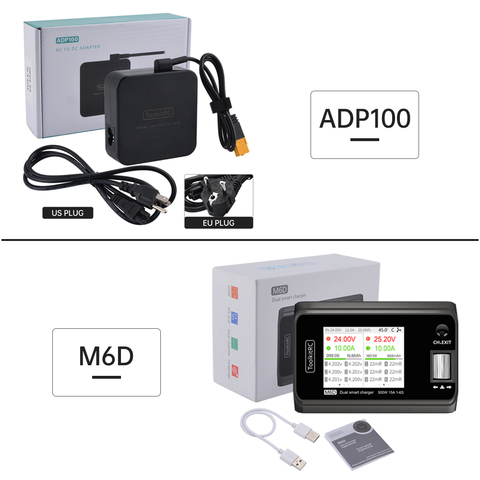 ToolkitRC M6D MINI Smart Charger DC Dual-Channel 250Wx2 15A Output 2-6s balance charger with 100w adapter for RC battery ACCS ► Photo 1/6