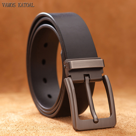 Cowhide Genuine Leather Belts for Men Male Pin Buckle Jeans Waist Belt Mens Black Brown Commuter business Belt Ceinture Homme ► Photo 1/6