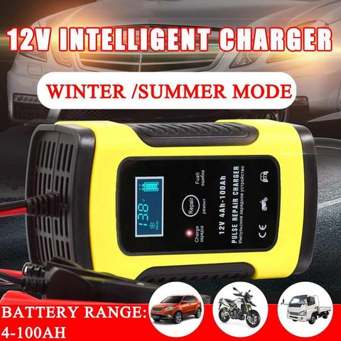Motorcycle Car Battery Charger 110V to 220V To 12V 6A Intelligent Automatic Fast Power Charging Wet Dry Lead Acid LCD Display ► Photo 1/6