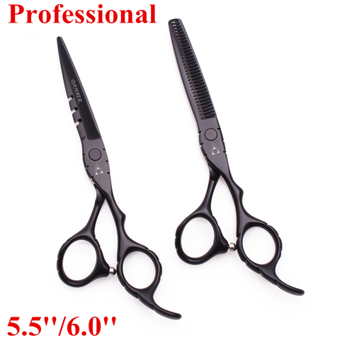 Hair Scissors 5.5 6.0 Professional Hairdressing Scissors 440C Thinning Shears Barber Scissors Set Hair Cutting Hairdresser 1010# ► Photo 1/6