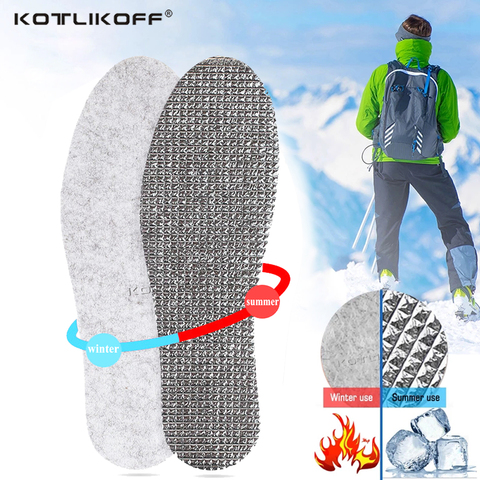 Felt Aluminum Foil Insoles Winter Warm Summer Cool Comfortable Deodorant Insert Soles Wool heating Keep warm Shoe Pads ► Photo 1/6