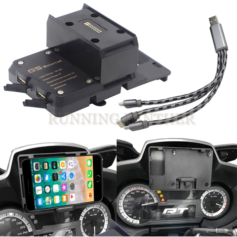 Wireless Charging Phone Navigation Bracket R1250RT Motorcycle Phone Holder USB Charging Mount Stand For BMW R1200RT 2014-2022 ► Photo 1/6