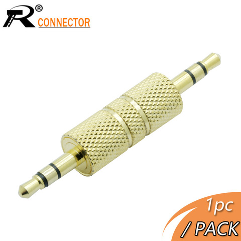 R  Connector 1pc 3.5MM Jack to Jack Straight Adapter Real Audio Connector 3.5mm 3 Pole Earphone Plug Extanded wire Gold-plated ► Photo 1/6