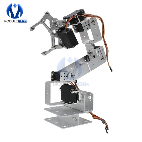 Silver/Black Manipulator ROT3U 6DOF Aluminium Robot Arm Mechanical Robotic Clamp Claw for Arduino ► Photo 1/6