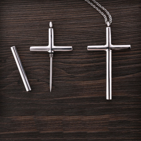 Outdoor EDC Titanium Steel Toothpick Cross Necklace Personal Safety Supplies For Women Defense Spike Anti-wolf Car Accessories ► Photo 1/2