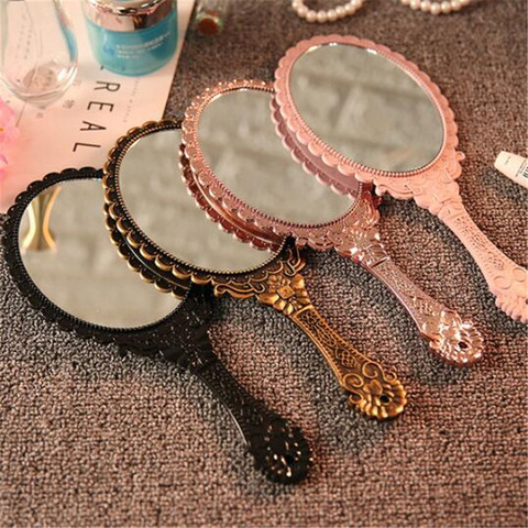 Vintage Carved Handheld Vanity Mirror Makeup Mirror Hand Mirror Handle SPA Salon Makeup Vanity Cosmetic Compact Mirror for Women ► Photo 1/6