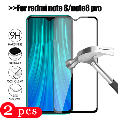 2Pcs 9D full cover for xiaomi redmi note 8 pro 8t 9s tempered glass redmi 8A protective film phone screen protector smartphone ► Photo 1/6