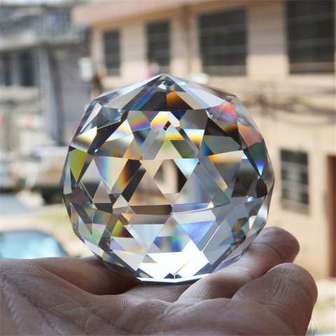 New Photography Faceted Crystal Ball Feng Shui Paperweight Decorative Glass Ball Shiny Transparent crystal solid faceted ball ► Photo 1/4