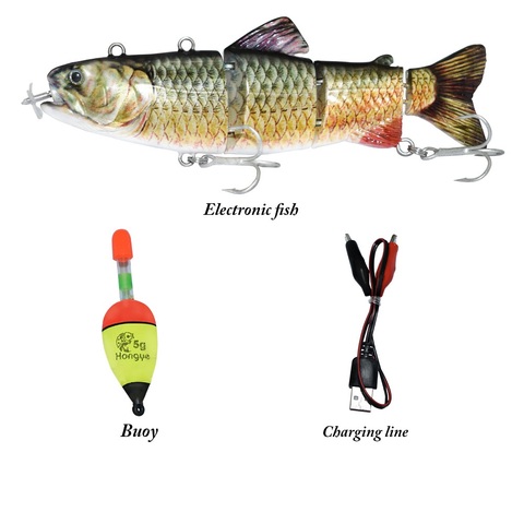 ODS Electric Lure Wobblers For Fishing 4-Segement Swimbait USB Rechargeable lure Crankbait Flashing LED light Fishing lure ► Photo 1/6