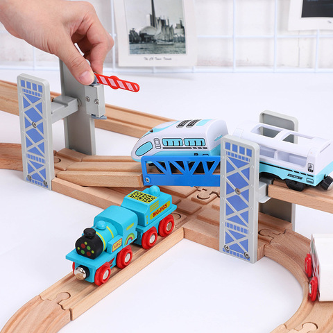 Wooden Train Tracks Railway Toys Wooden Double Deck Bridge Overpass Wood Accessories Fit Biro Thomas Tracks for Kids Gift ► Photo 1/5