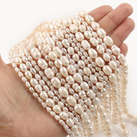 Fine Natural Freshwater Pearl White Oval Shape Beads For Jewelry Making DIY Bracelet Necklace 3/4/5/6/7/8/9MM Strand 15'' ► Photo 1/6