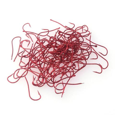 100-pieces Red Long Shank Fishing Hooks Live-Bait Hook High Carbon Steel Fishhook Fly Tying Hooks ► Photo 1/6