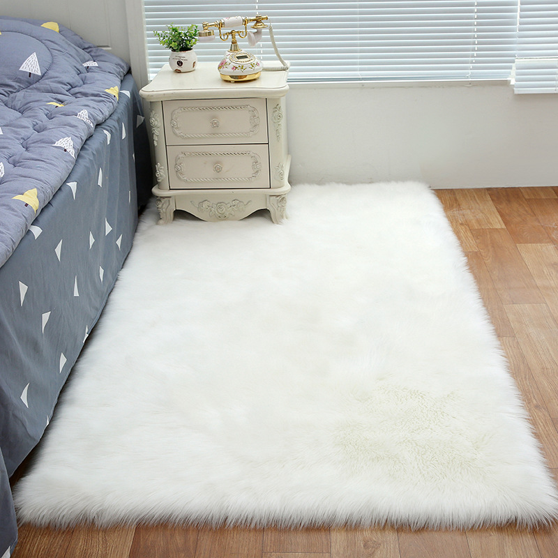 Long Hair Carpet Living Room Fluffy Mat Pad Anti-Slip Sofa Cover Plain Area Rugs 