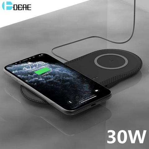 30W Dual Seat Qi Wireless Charger 2 in 1 Fast Charging Dock for iPhone 12 11 Pro XS MAX XR X 8 Samsung S20 S10E S9 Dual 15W Pad ► Photo 1/6