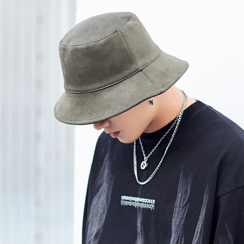 Korean Autumn Winter Warm Suede Panama Hats Double Sided Thick Bucket Hats for Men Large Size Fashion Hip Hop Caps Sun Hats ► Photo 1/6