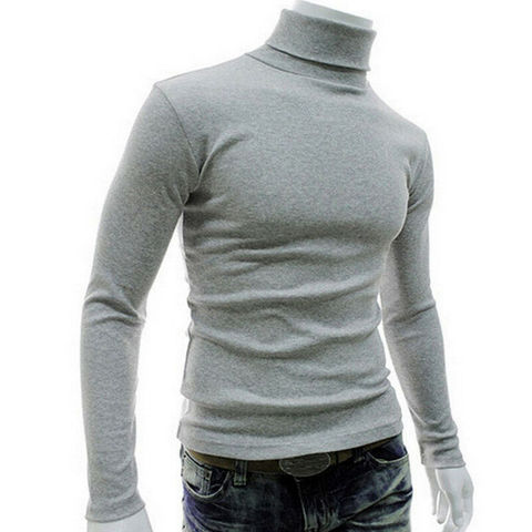 Winter Warm Men Thermal Underwear Long Sleeve Pullover High Neck Turtleneck Stretch Slim Basic T Shirt Jumper Knit Sweater Top ► Photo 1/6