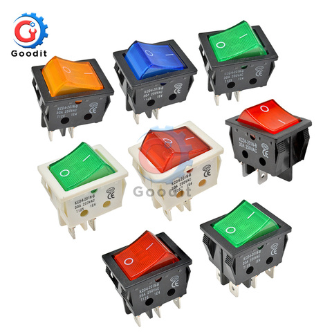 4 Pin Rocker Switch 2 Position Lamp Light ON/OFF 30A/250V KCD4 Toggle Power Switches Silver Contacts 25*31MM ► Photo 1/6