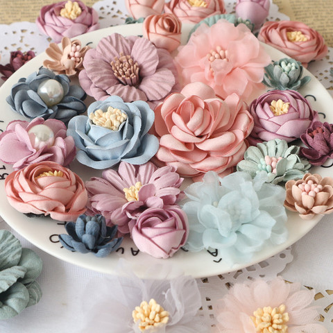 15Pcs/lot Mix Fabric Flowers Simulation Flower Head Decoration Flowers For DIY Accessories ► Photo 1/5