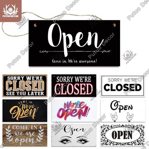 Putuo Decor Open Closed Wooden Hanging Signs Rectangular Opening Proofing Decorative Plaques Shop Store Cafe Bar Pub Wall Decor ► Photo 1/6