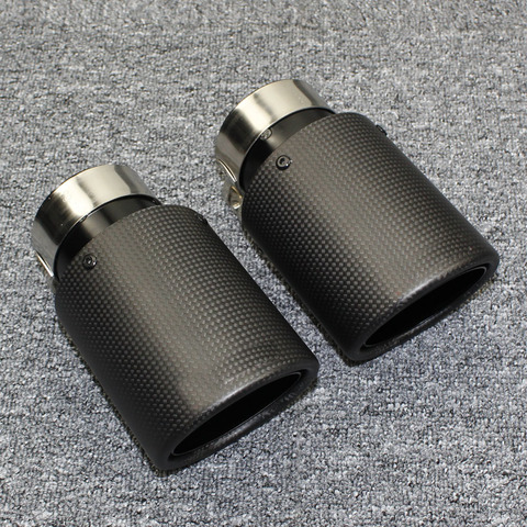 1Pcs Universal Car Styling High Quality Exhaust System Carbon Fiber Glossy Tail Pipe Black Stainless Steel Exhaust Pipe Tailpipe ► Photo 1/6